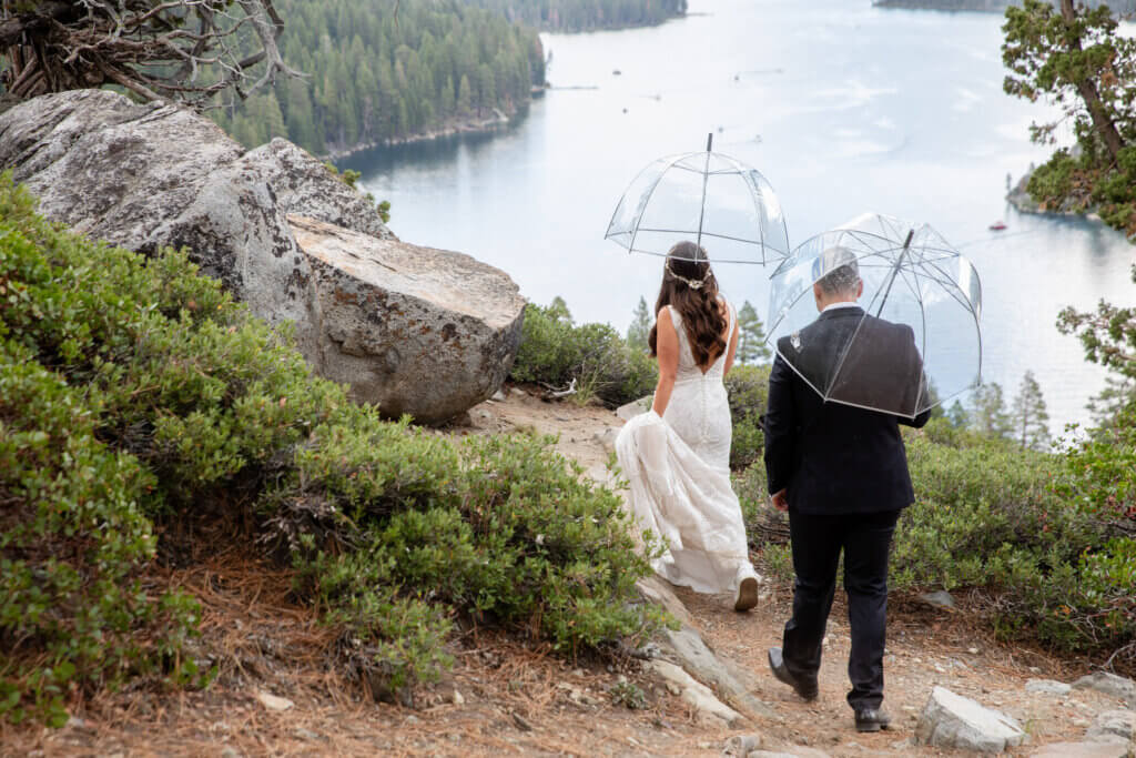 Wedding couple elope on a spring day