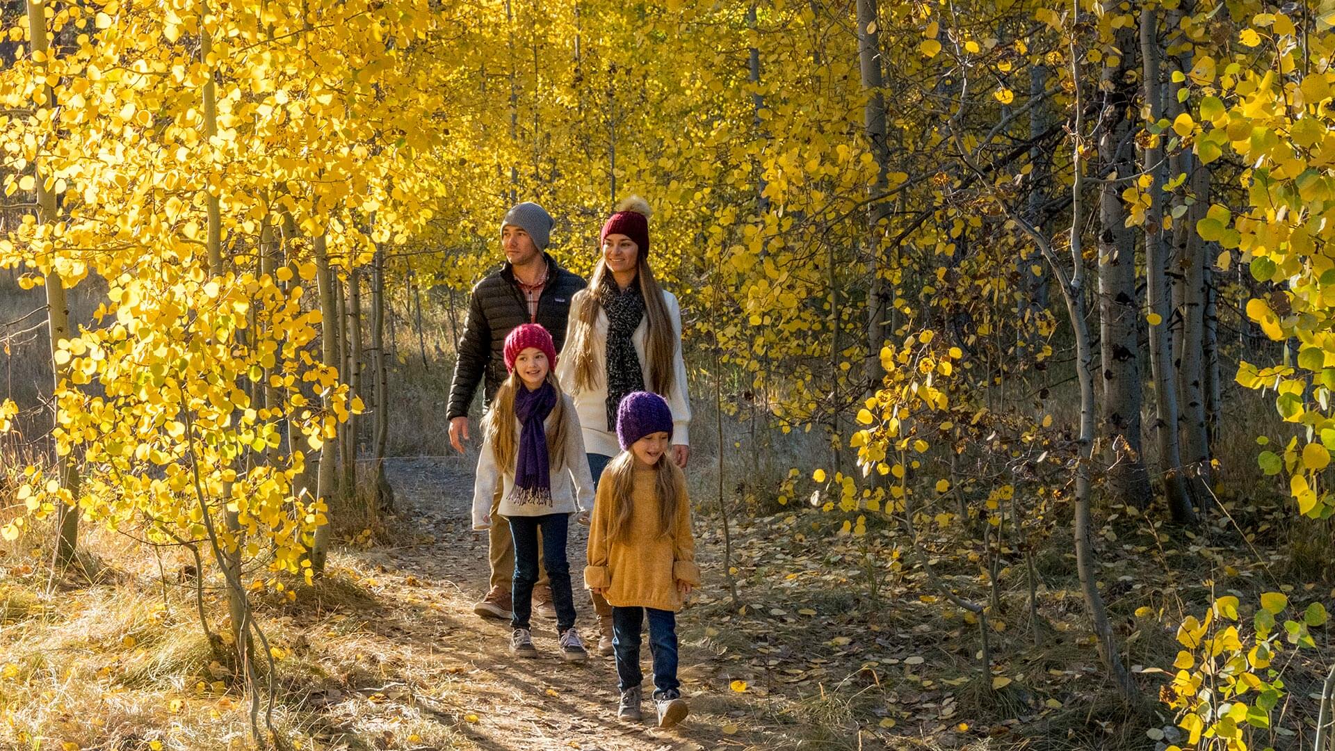 Family Hiking in the Forest Lake Tahoe Autumn colors