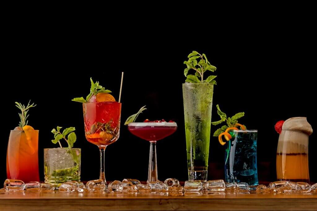 A variety of fancy cocktails 