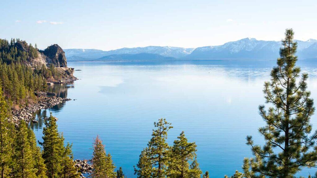 view of cave rock lake tahoe